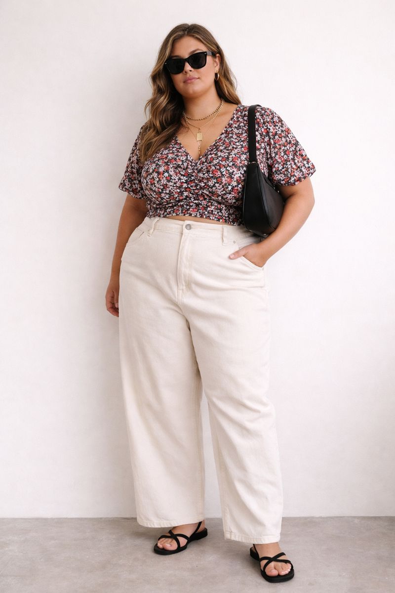 Commonry All Over Floral Print Crop Top