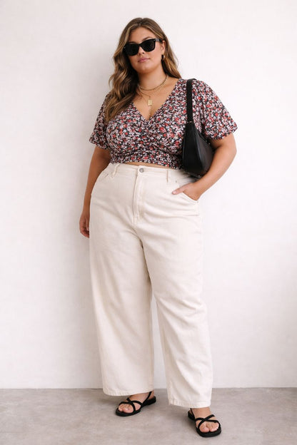 Commonry All Over Floral Print Crop Top