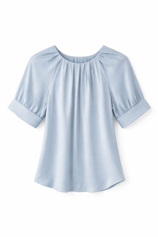 Light Blue Pleated Blouse