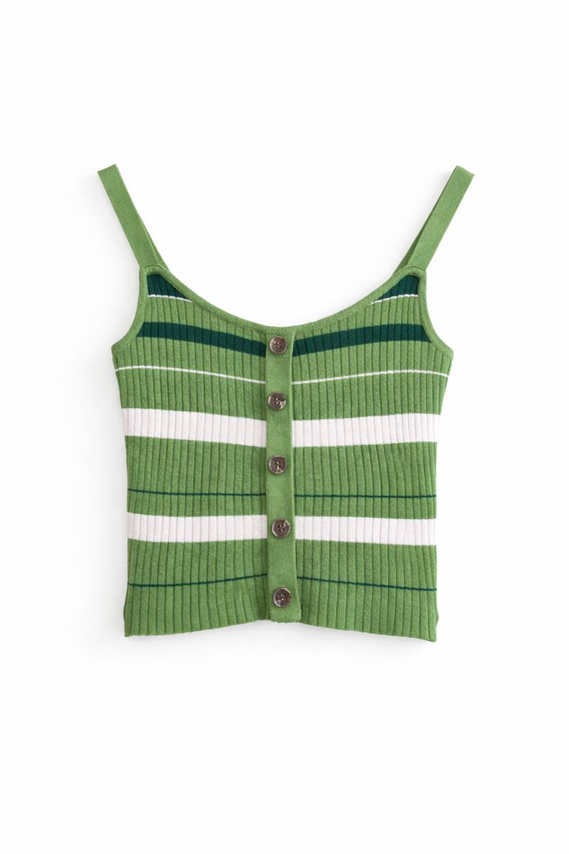 Y2K Strap Green Striped Tank Top