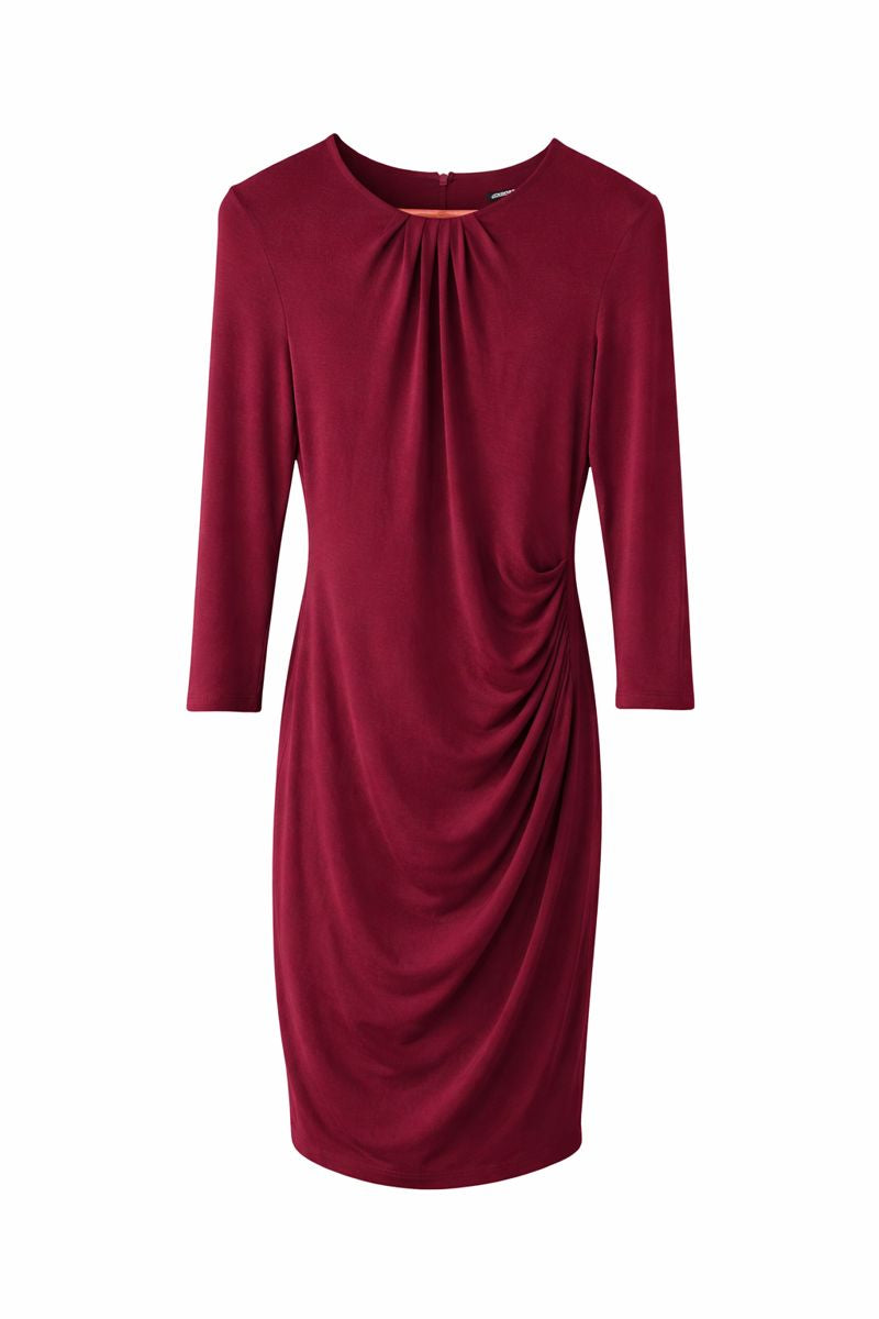 Classic Draped Maroon Midi Dress