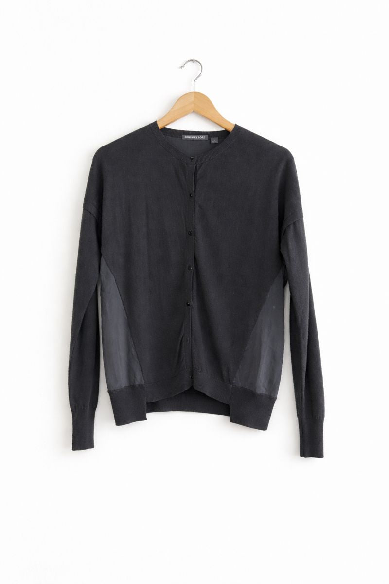 Classic Silk & Wool Black Cardigan