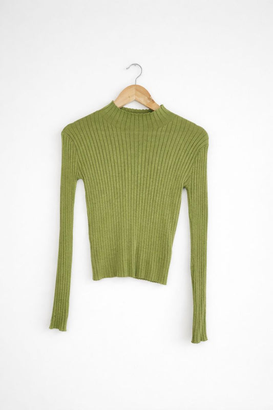 Turtle Neck Ribbed Long Sleeve Sweater