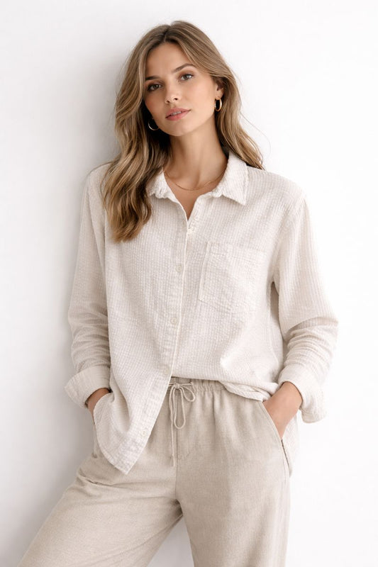 Cream Corduroy Button Up Jacket