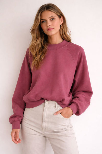 Raglan Mock-Neck Sweatshirt – Dusty Mauve