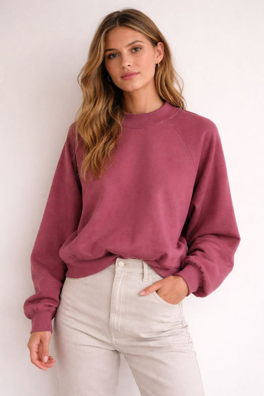 Raglan Mock-Neck Sweatshirt – Dusty Mauve