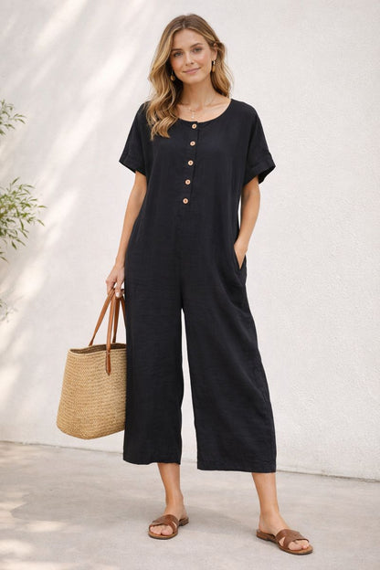 Oversized Loose Fitting Linen One-Piece