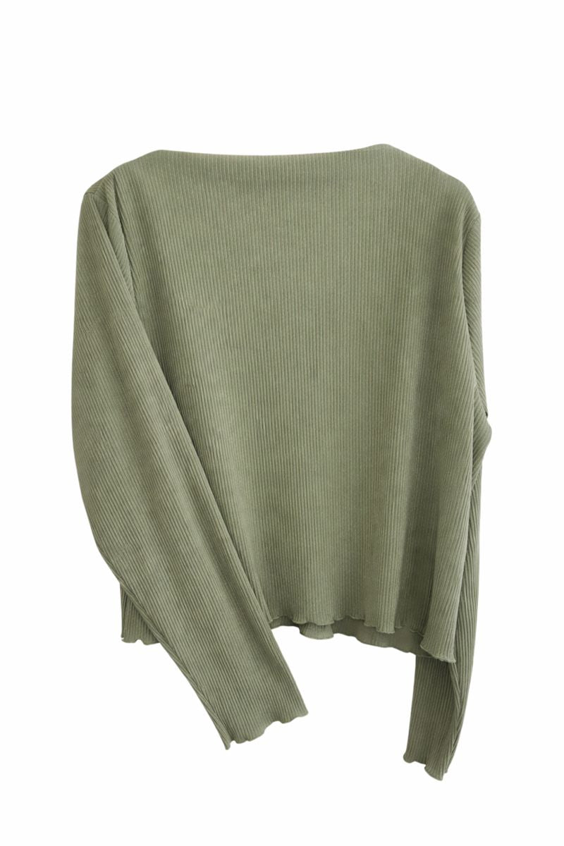 Ribbed Lightweight Long Sleeved Blouse