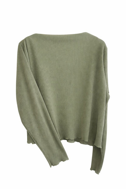 Ribbed Lightweight Long Sleeved Blouse