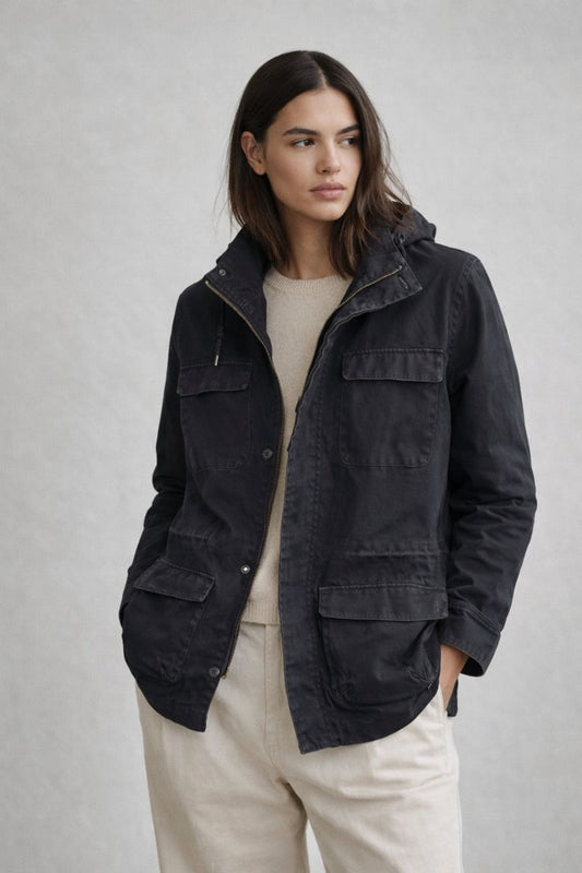 Black Utility Hooded Jacket