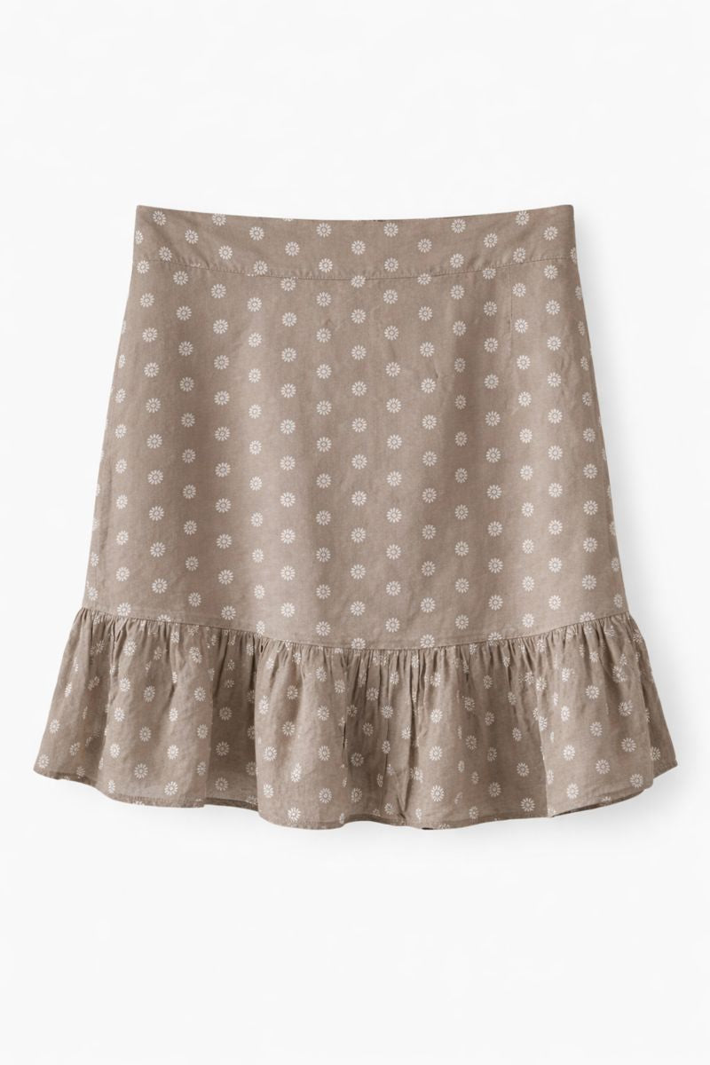 Taupe Mini Skirt W Frill Trim