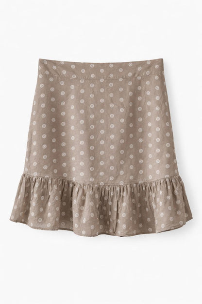 Taupe Mini Skirt W Frill Trim