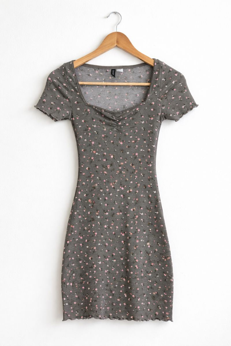 Floral Body Con Midi Dress