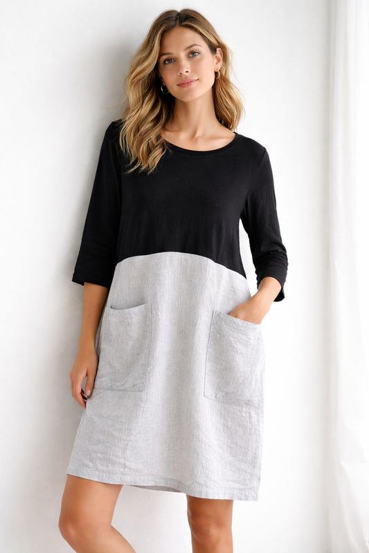 Block Colour Midi Dress Linen