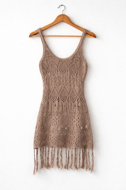 Lace Fringe Hem Cover Up Dress