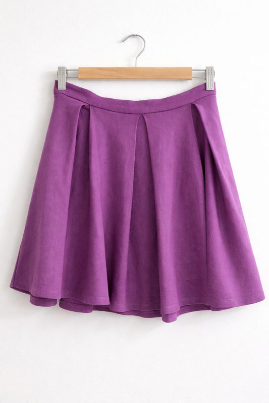 Pleated flared purple skirt