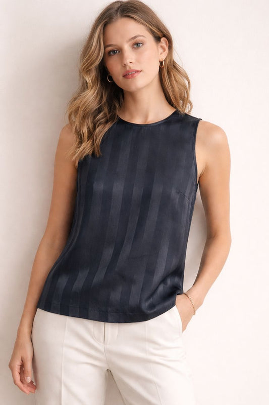 Black Semi-Sheer Striped Tank Top