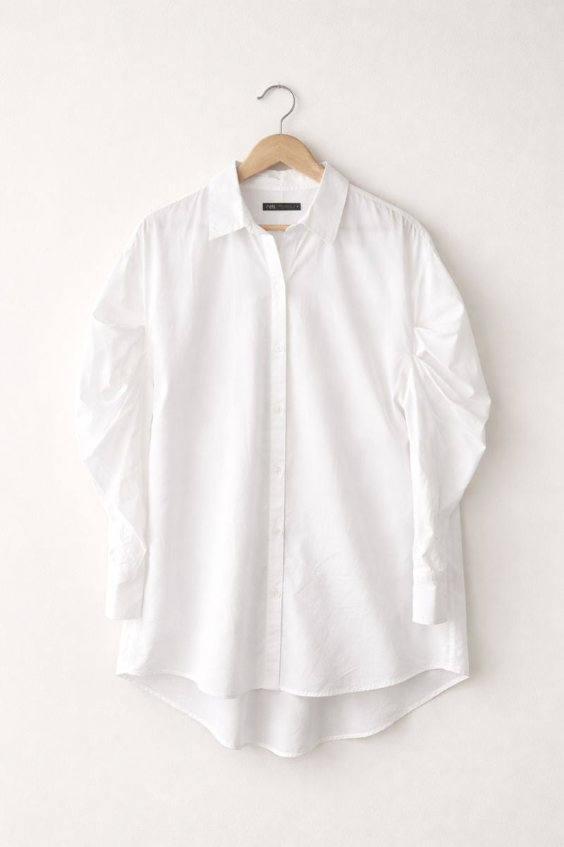 White Puff Long Sleeve Button up Top