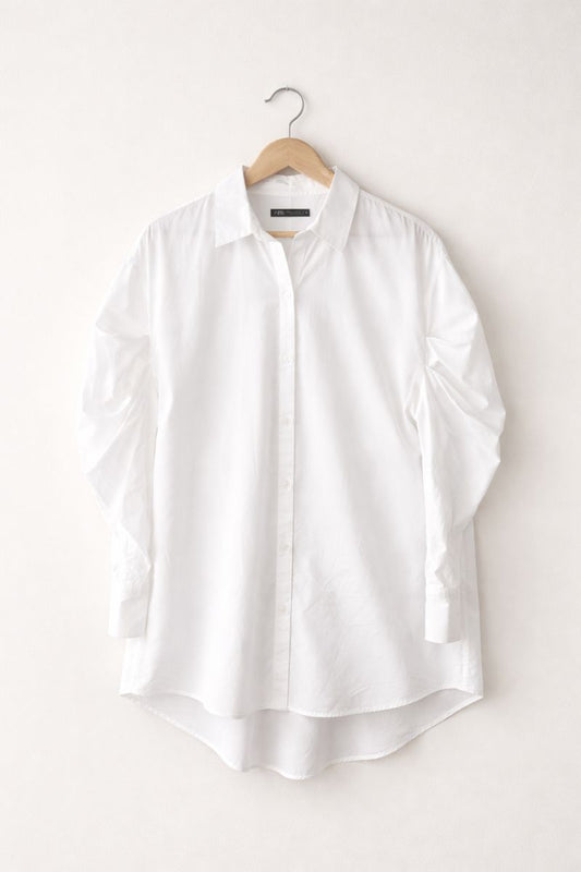 White Puff Long Sleeve Button up Top