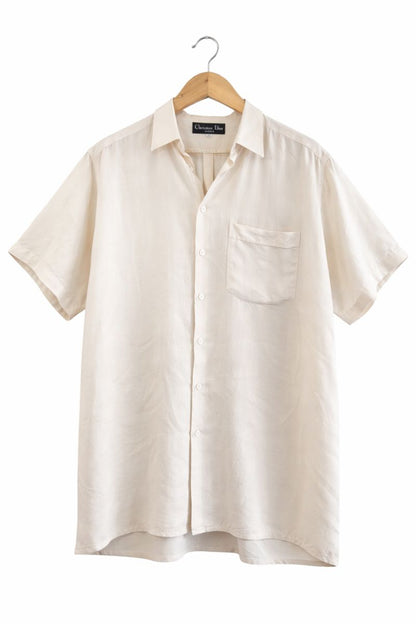 Christian Dior Cream Short Sleeve Button-Up Shirt