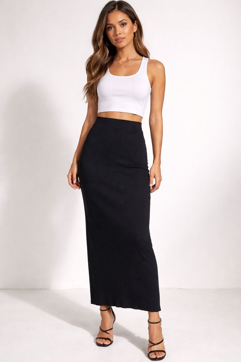 Y2K Black Pencil Maxi Skirt