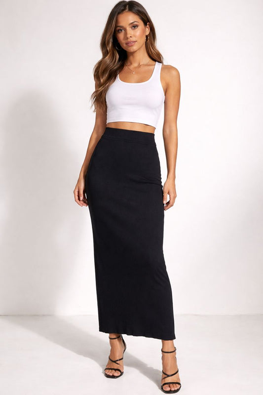Y2K Black Pencil Maxi Skirt