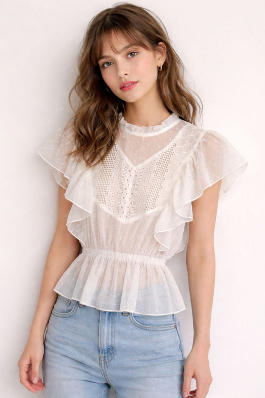 Sheer Swiss Dot Lace Blouse