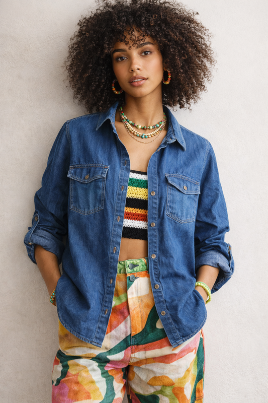 Classic Denim Button-Up Shirt