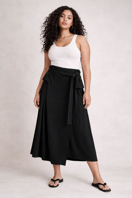 Black Wrap Maxi Skirt