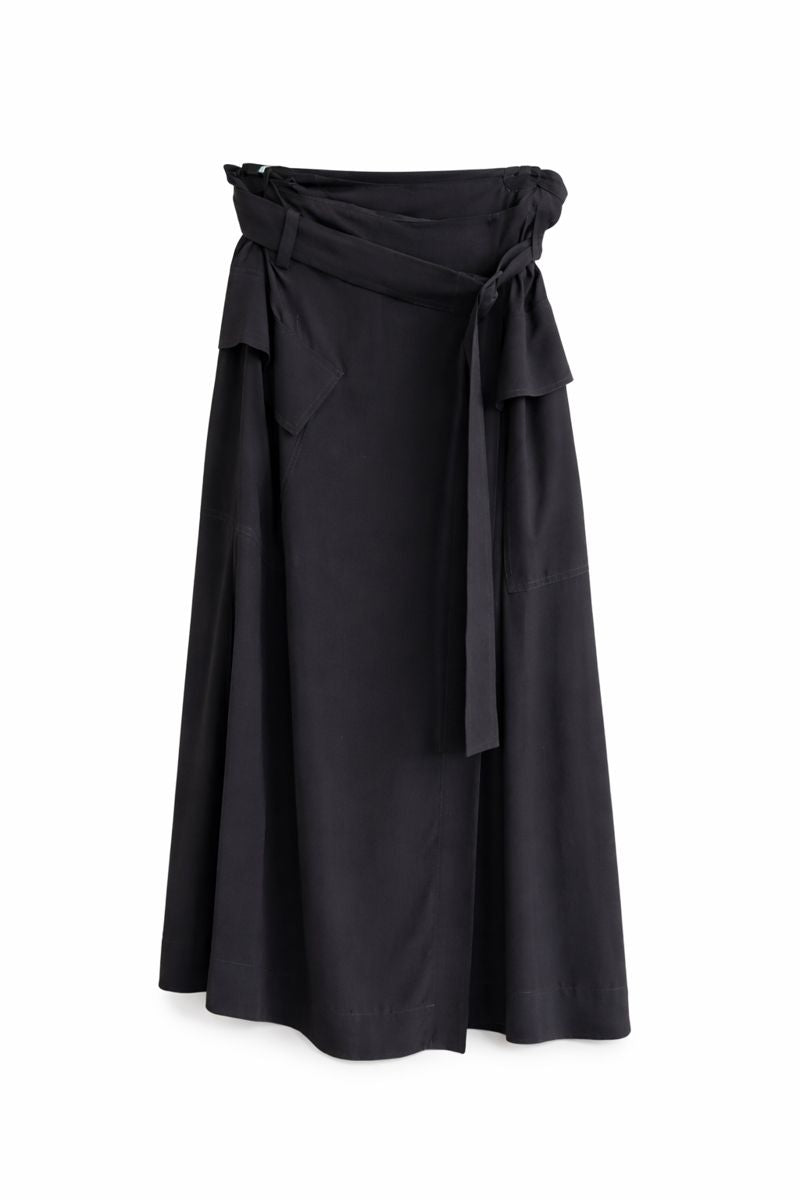 Black Wrap Maxi Skirt