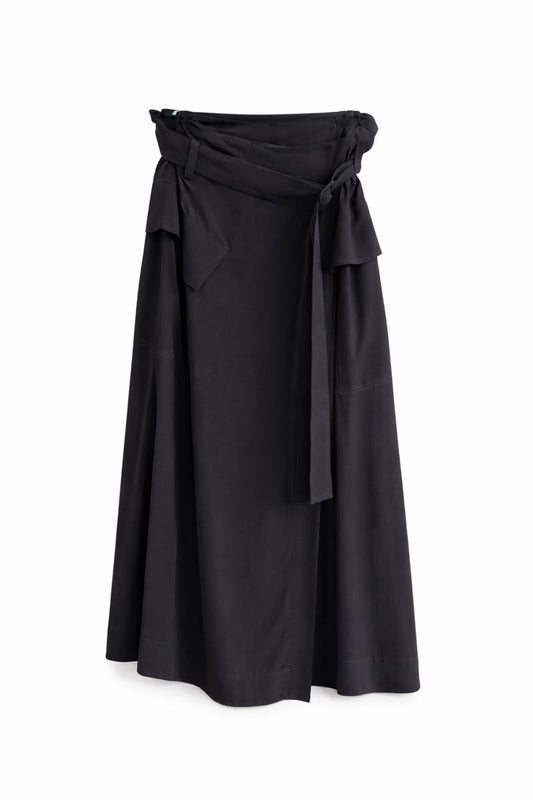 Black Wrap Maxi Skirt