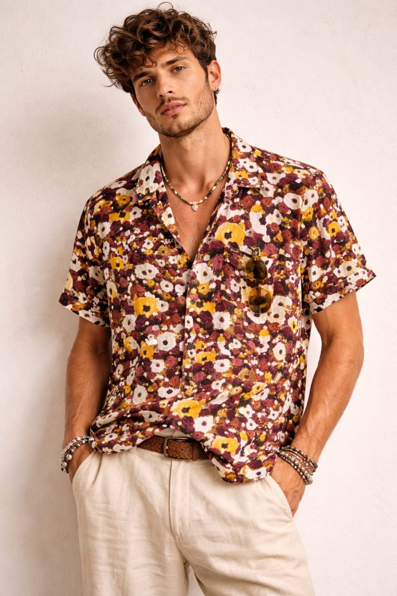 Floral Short Sleeve Button-Up Shirt
