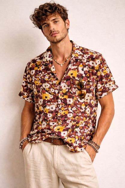 Floral Short Sleeve Button-Up Shirt