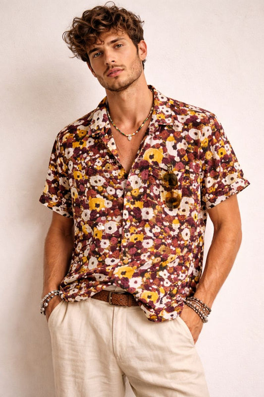 Floral Short Sleeve Button-Up Shirt