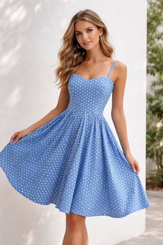 Handmade Blue and White Polka Dot 50's Style Dress