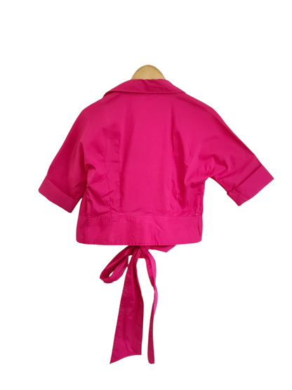 Mackenzie Mode Crop Wrap Top – Hot Pink