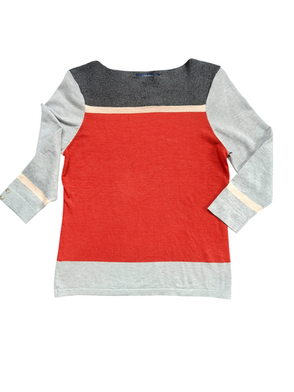 Savannah Red and Grey Colour-Block Knit Jumper
