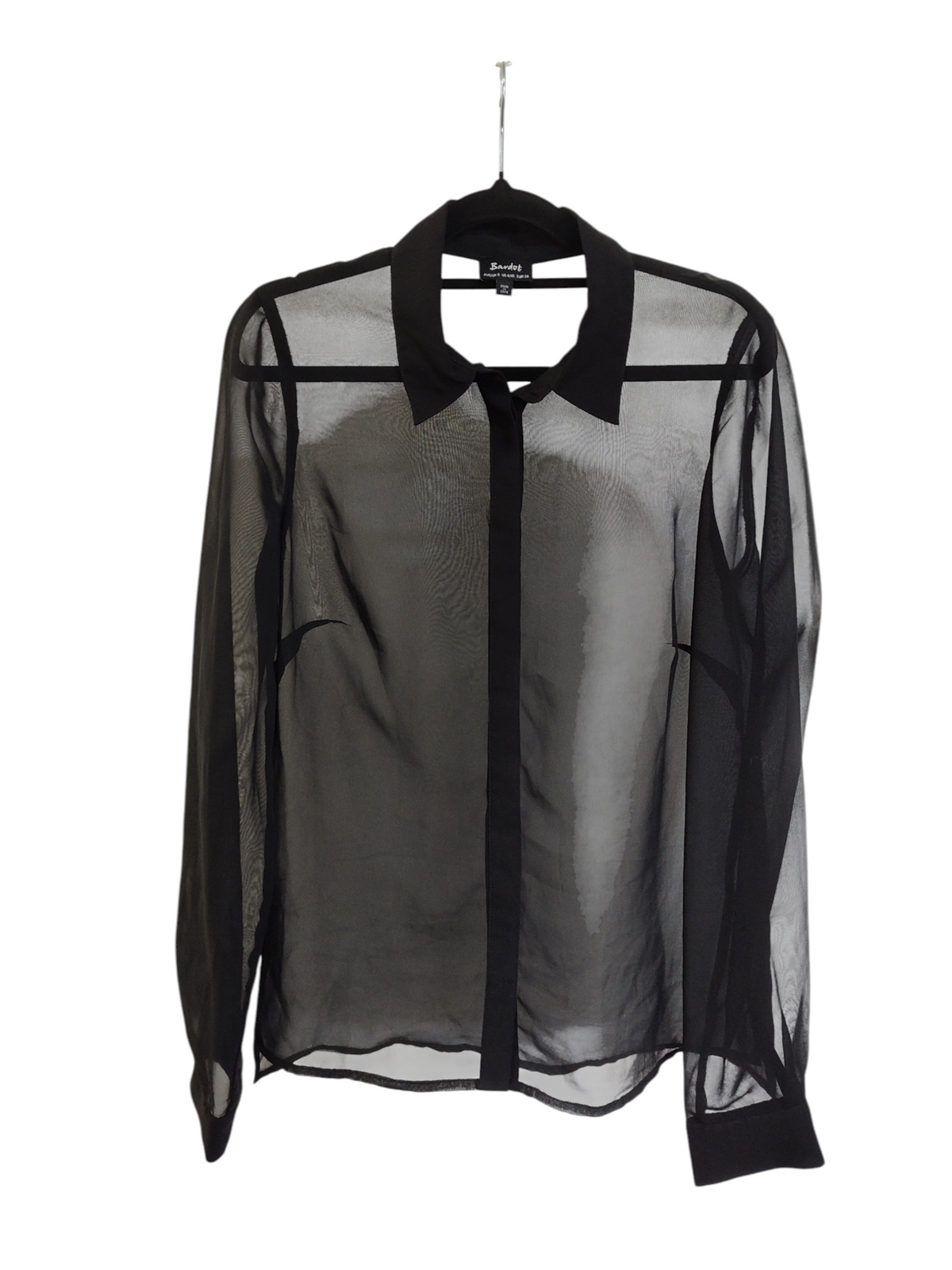 Bardot Black Sheer Collared Blouse