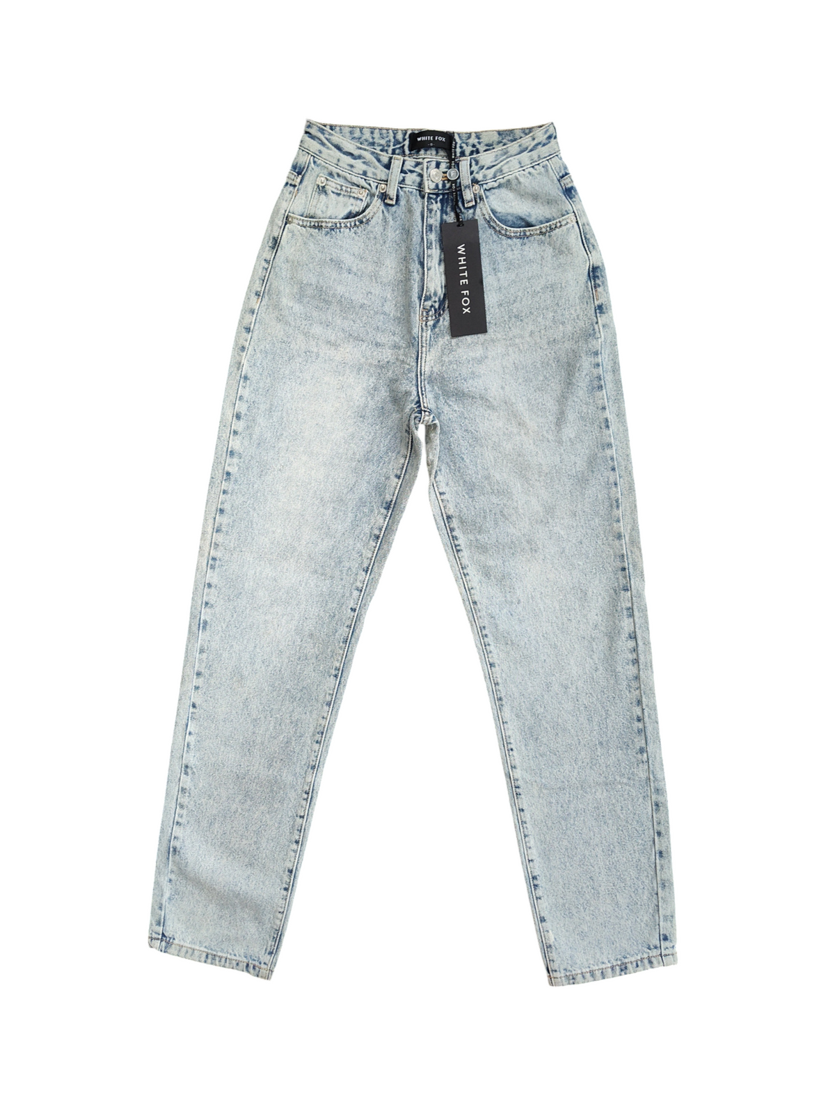 White Fox Light Wash High-Waisted Straight Leg Jeans