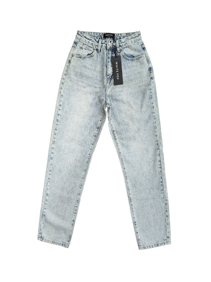 White Fox Light Wash High-Waisted Straight Leg Jeans