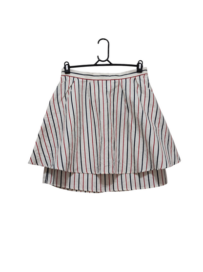 Piper White Red and Navy Striped Layered Skirt