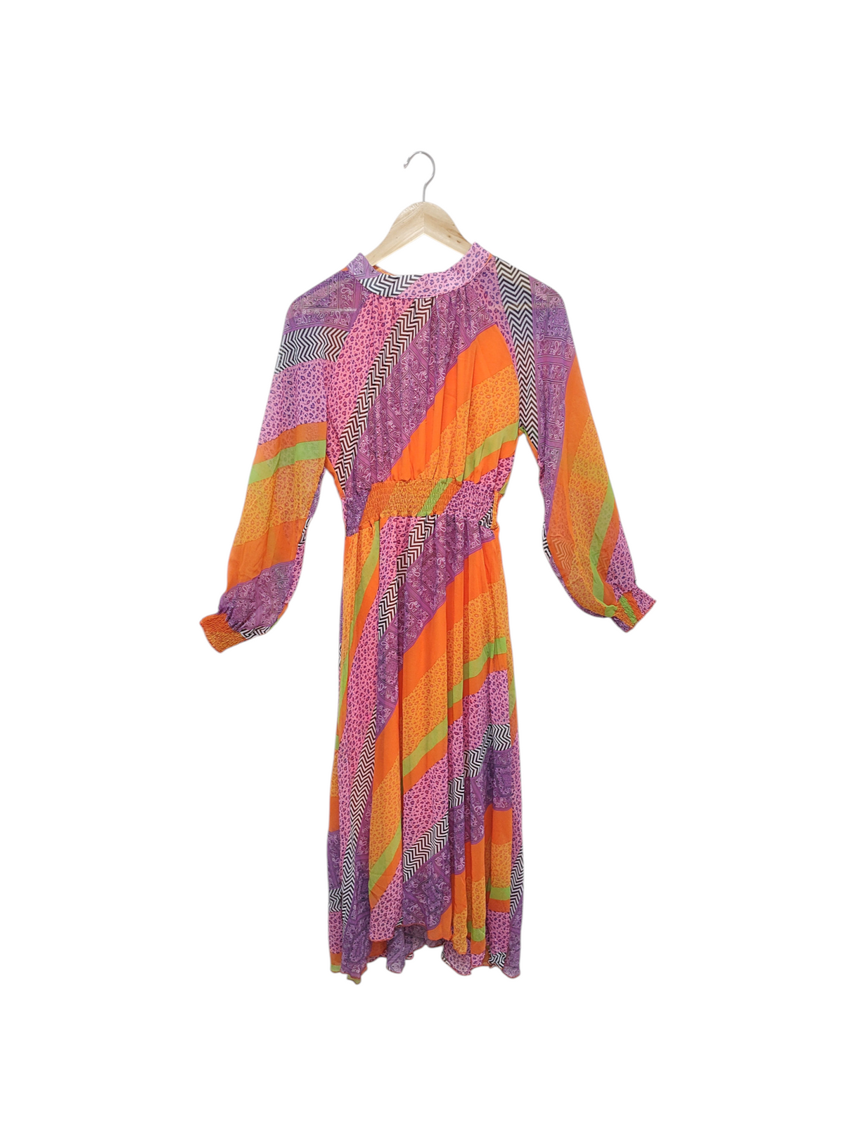 Fame Pink and Orange Patchwork Maxi Dress