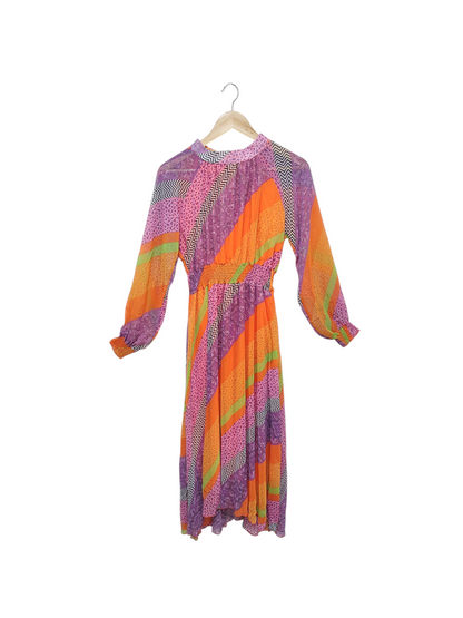 Fame Pink and Orange Patchwork Maxi Dress