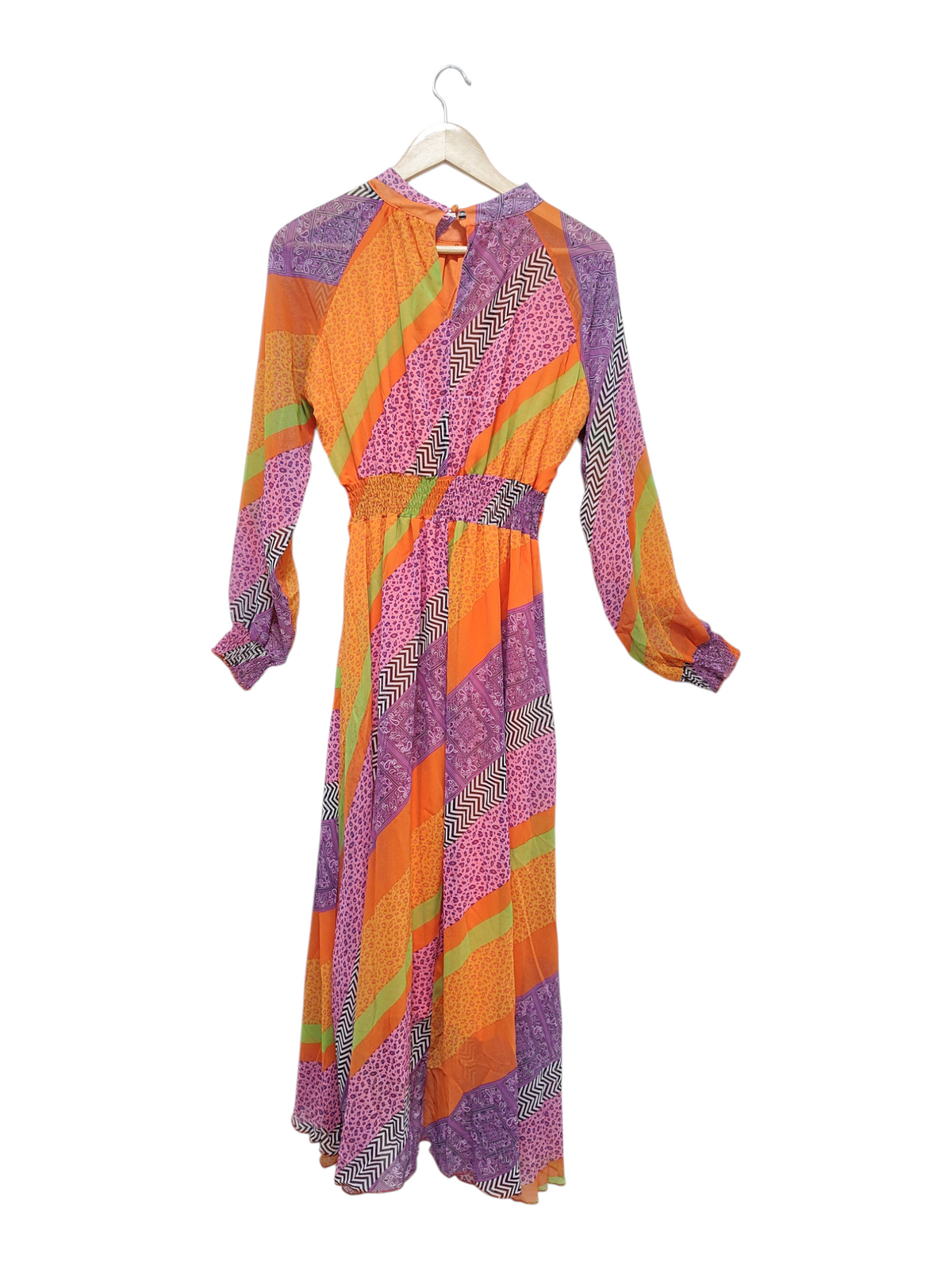 Fame Pink and Orange Patchwork Maxi Dress