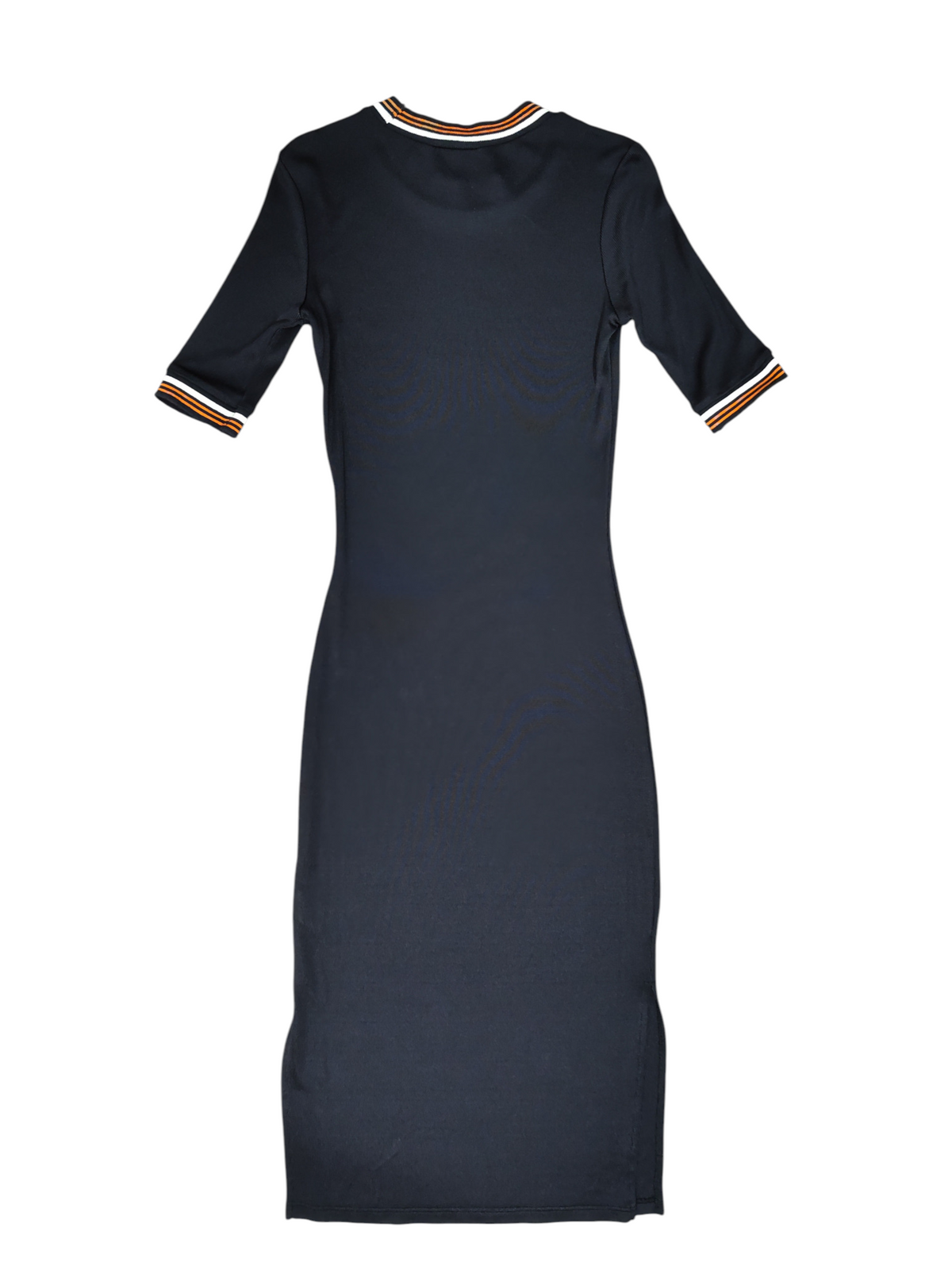 River Island Navy Blue Ribbed Contrast-Trim Midi Dress