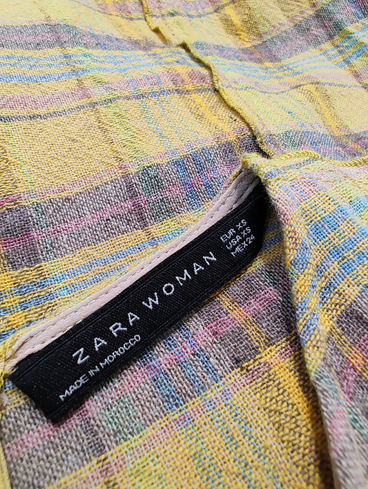Yellow Plaid Sleeveless Dress