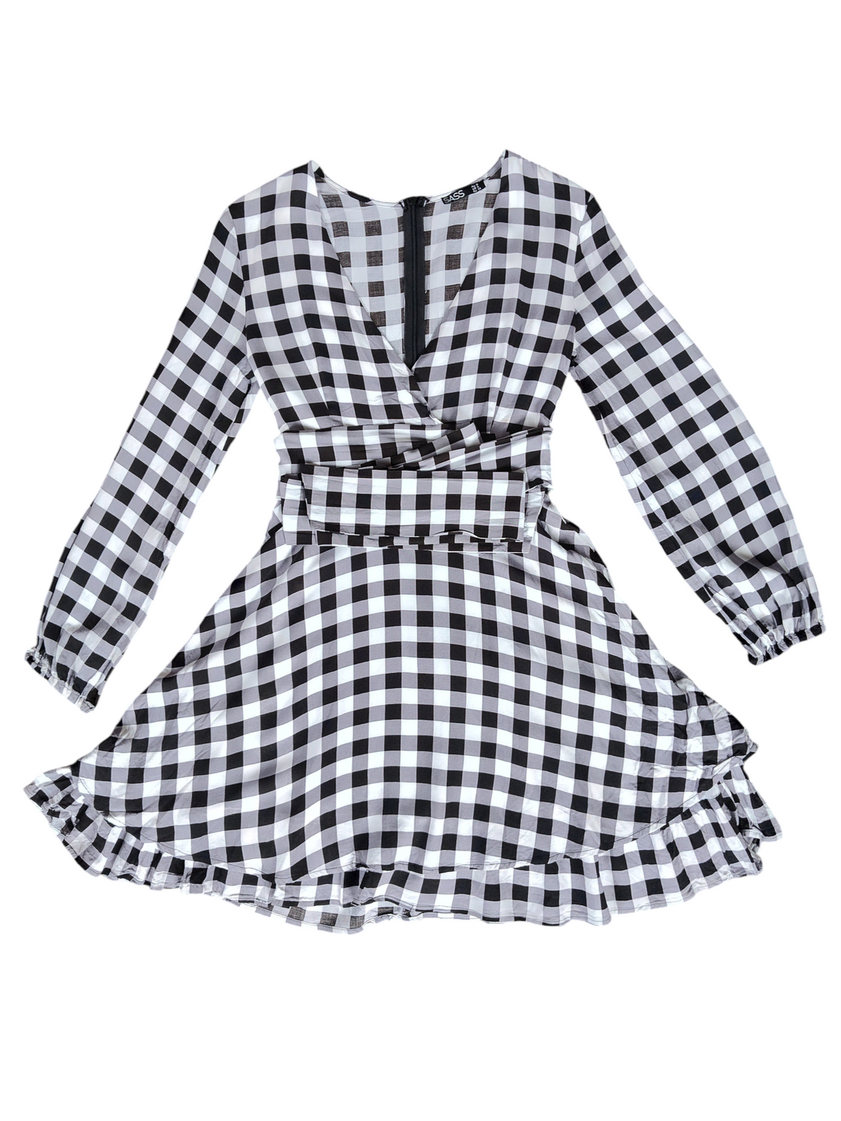 Sass Black and White Gingham Mini Dress