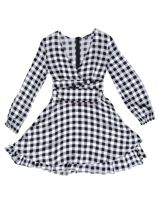 Sass Black and White Gingham Mini Dress