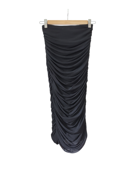 Bardot Black Strapless Ruched Mini Dress