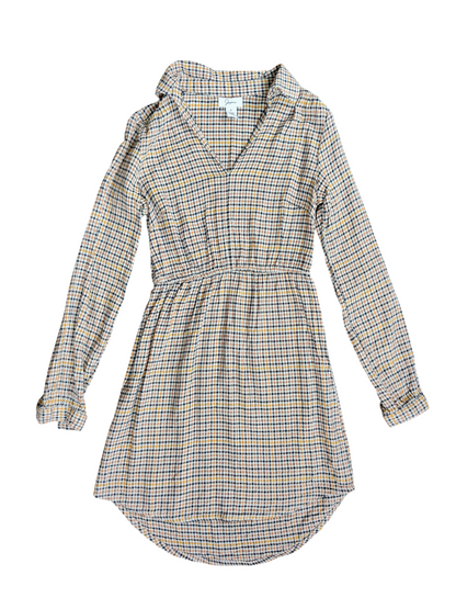 Japra Brown Check Long-Sleeve Shirt Dress
